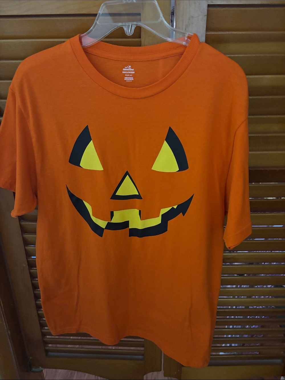 Halloween Pumpkin Face Short Sleeve Tee - Orange